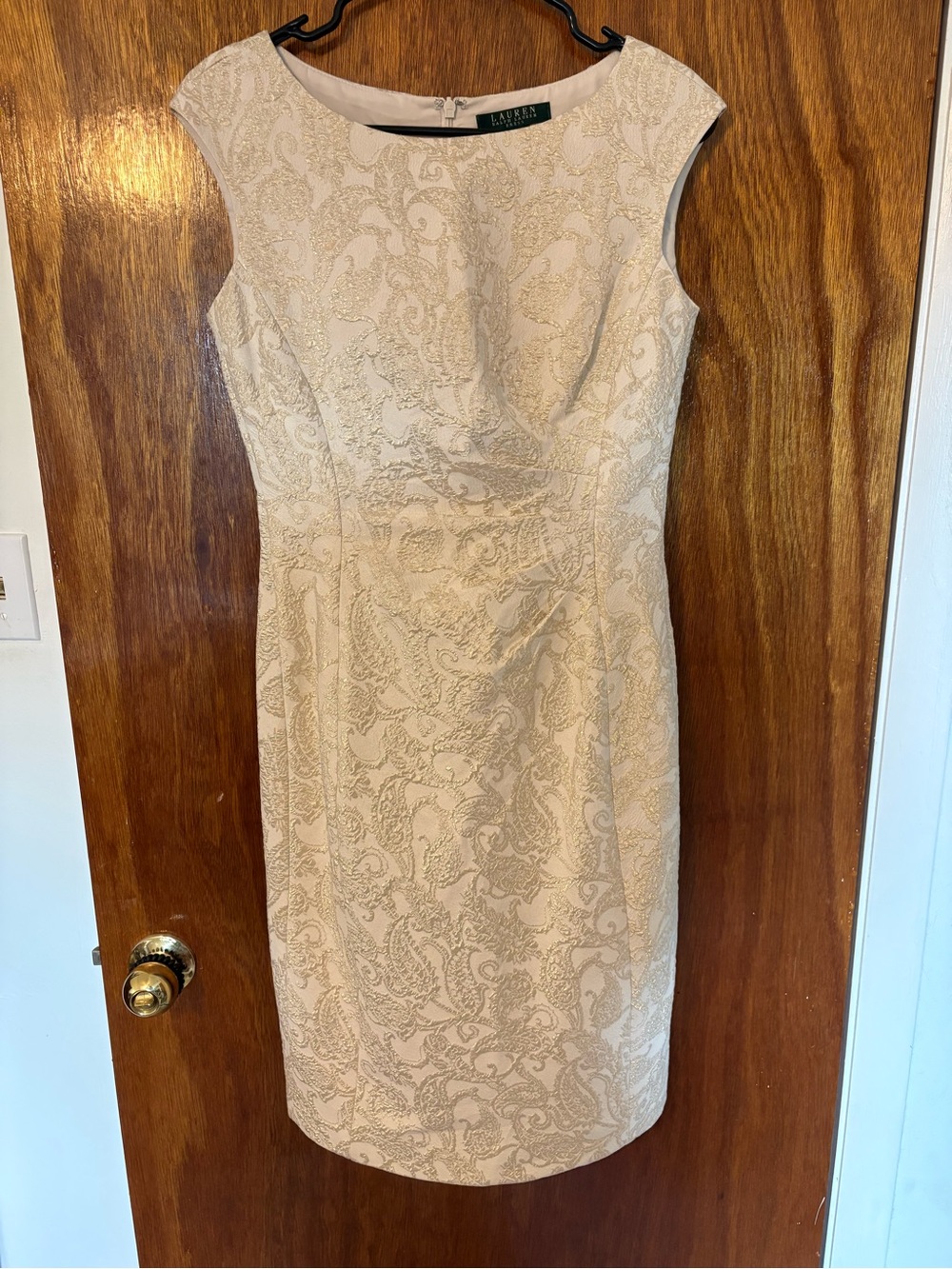 Lauren Ralph Lauren Paisley Jacquard Sleeveless Sheath Dress, Size 2